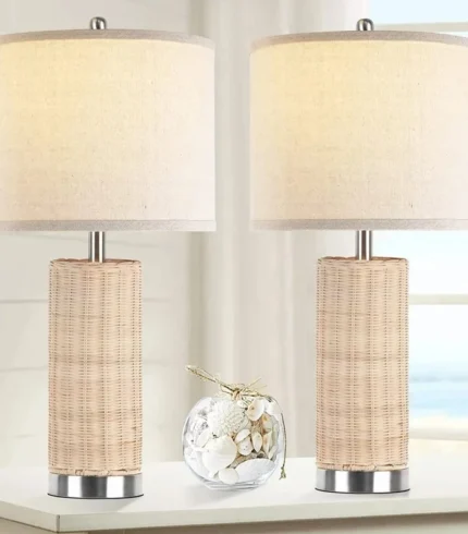 Table-Lamps-Set-of-2-Ivory-Coastal-Rustic-Natural-Wicker-Nightstand-Lamps-3