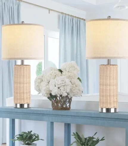Table-Lamps-Set-of-2-Ivory-Coastal-Rustic-Natural-Wicker-Nightstand-Lamps-4